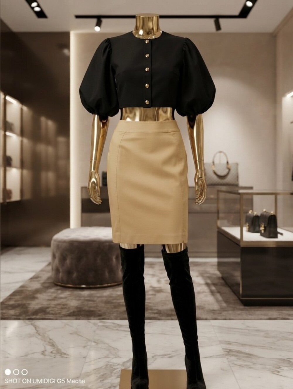 JOSEF Gold Satin Feel Pencil Skirt - Women ✨
